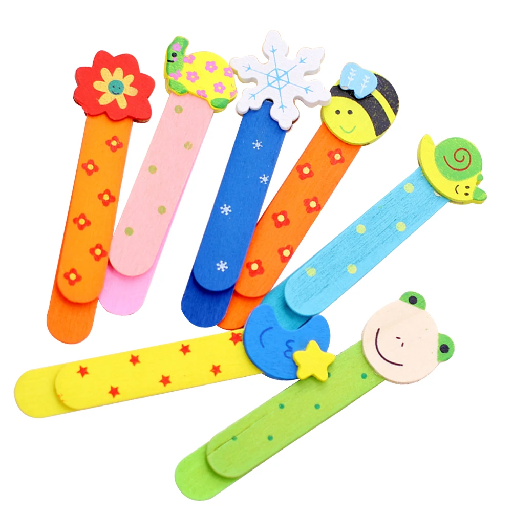 10 Pcs Wooden Bookmarks Colorful Cartoon Animal Design Kids Gift Learning Decoration Craft School for Students
