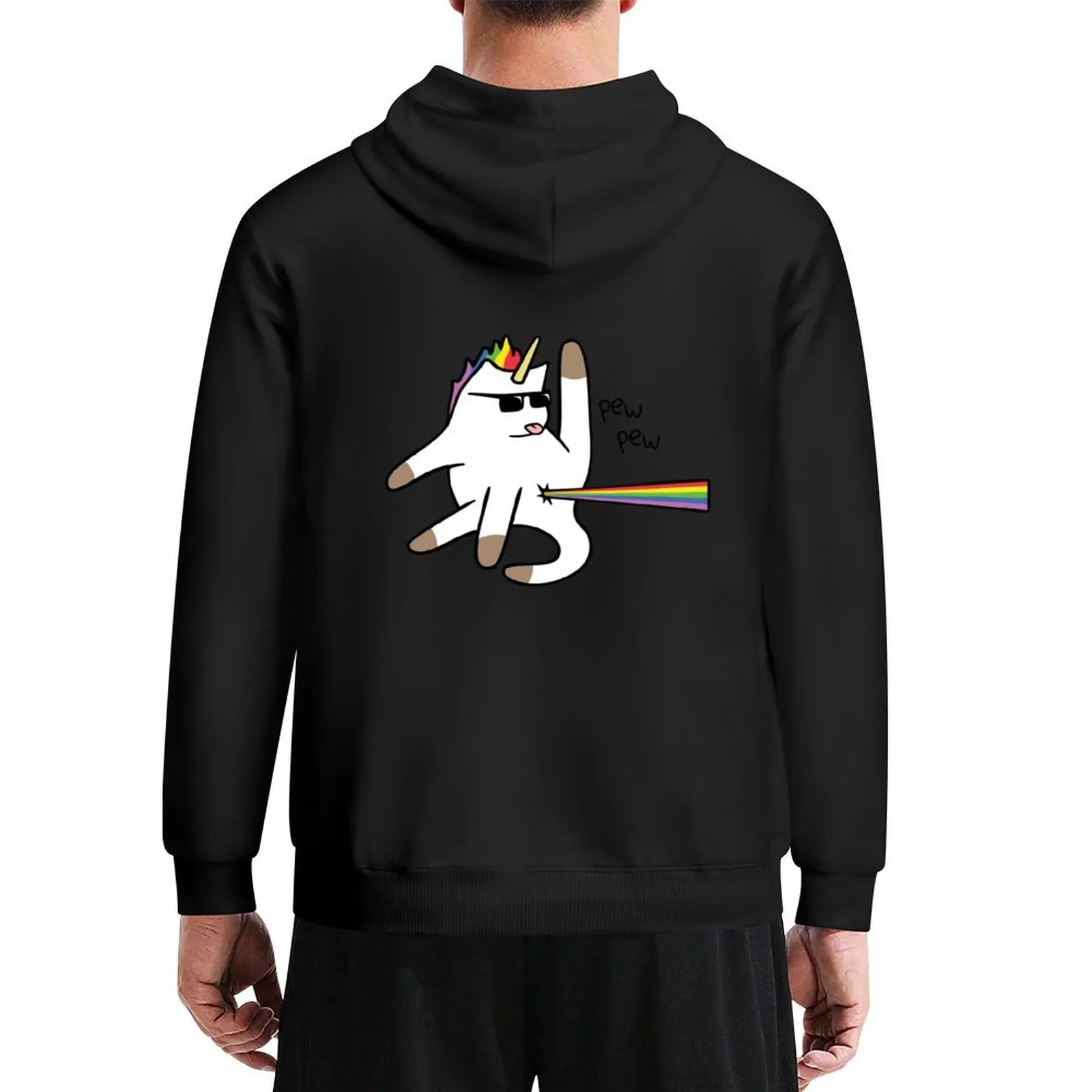 

Unicorn Cat Rainbow Butt Laser Hoodie autumn jacket men korean style clothes men's coat autumn men's oversize hoodie