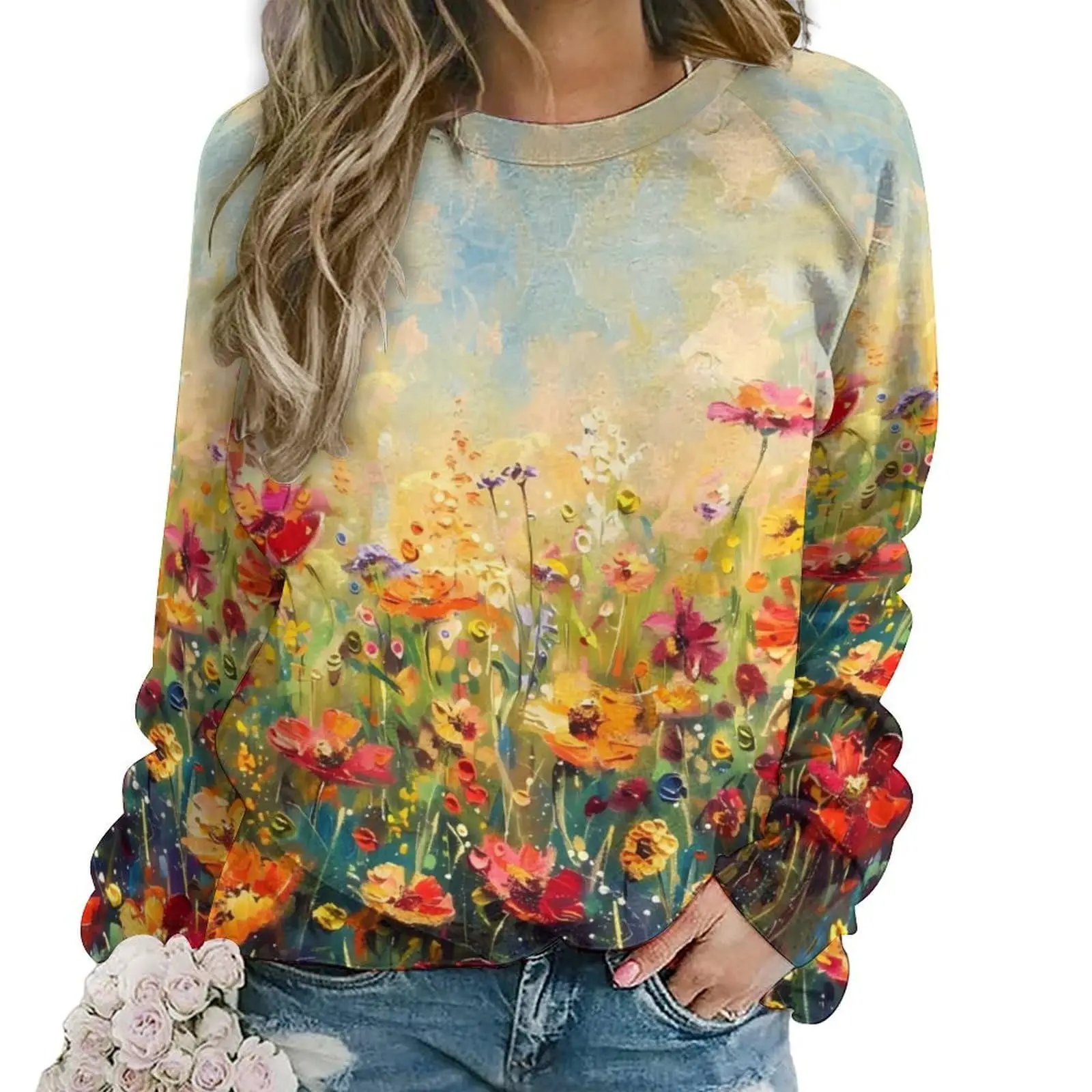 

Bohemian Floral 3D Print Vintage Sweatshirts Women Casual O-Neck Hoodies Streetwear Y2k Pullovers Harajuku Tops Woman Clothing