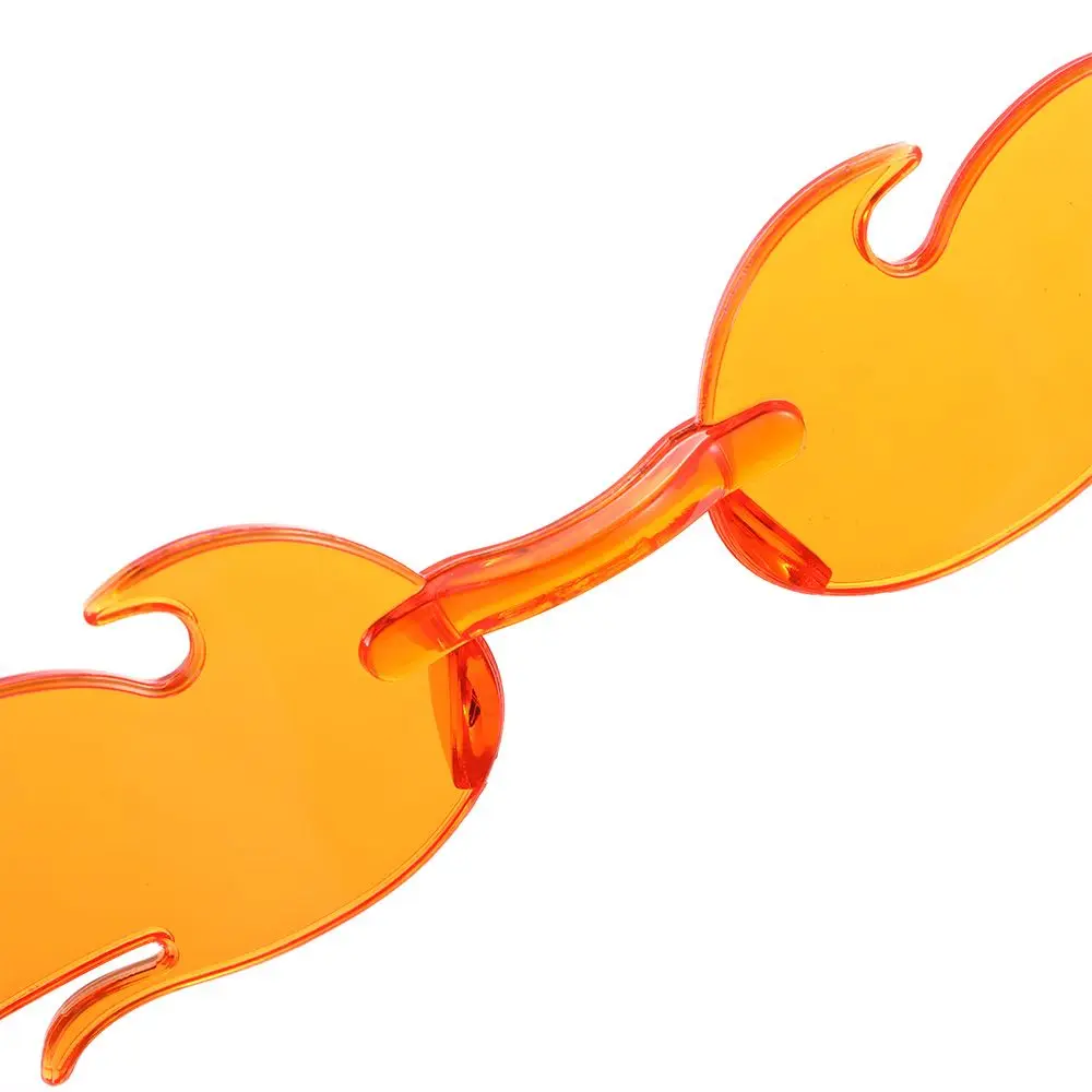 Óculos de sol sem aro para festa, óculos de sol para mulheres em formato de chama