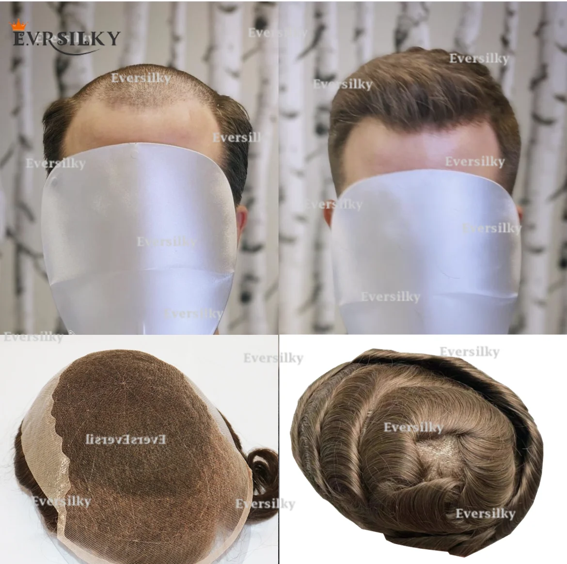 Toupee Natural hairline Brown Durable Q6 Swiss Lace and pu based  Black men's  capillary injection prosthesis replacement system