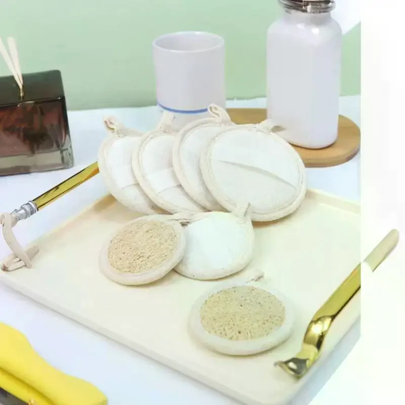 1Pcs Portable Face Wash Puff Natural Loofah Puff Face Cosmetic Puff Face Cleansing Natural Loofah Face Towel