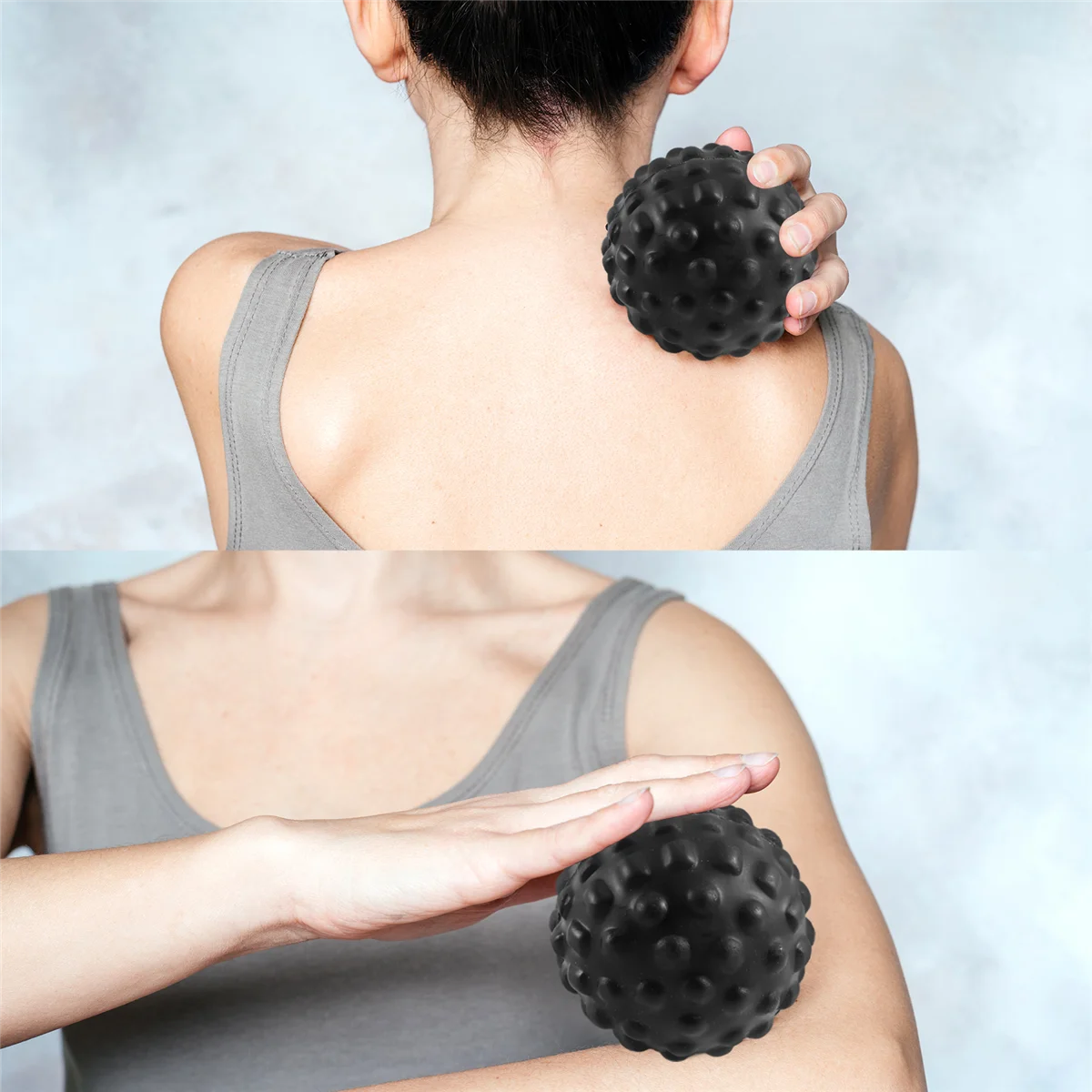 RIRI Pu Foam Bump Fascia Ball Relaksasi Otot Bola Pijat Kebugaran Bola Perawatan Kesehatan Tahan Air dan Mudah Dibersihkan-Hitam