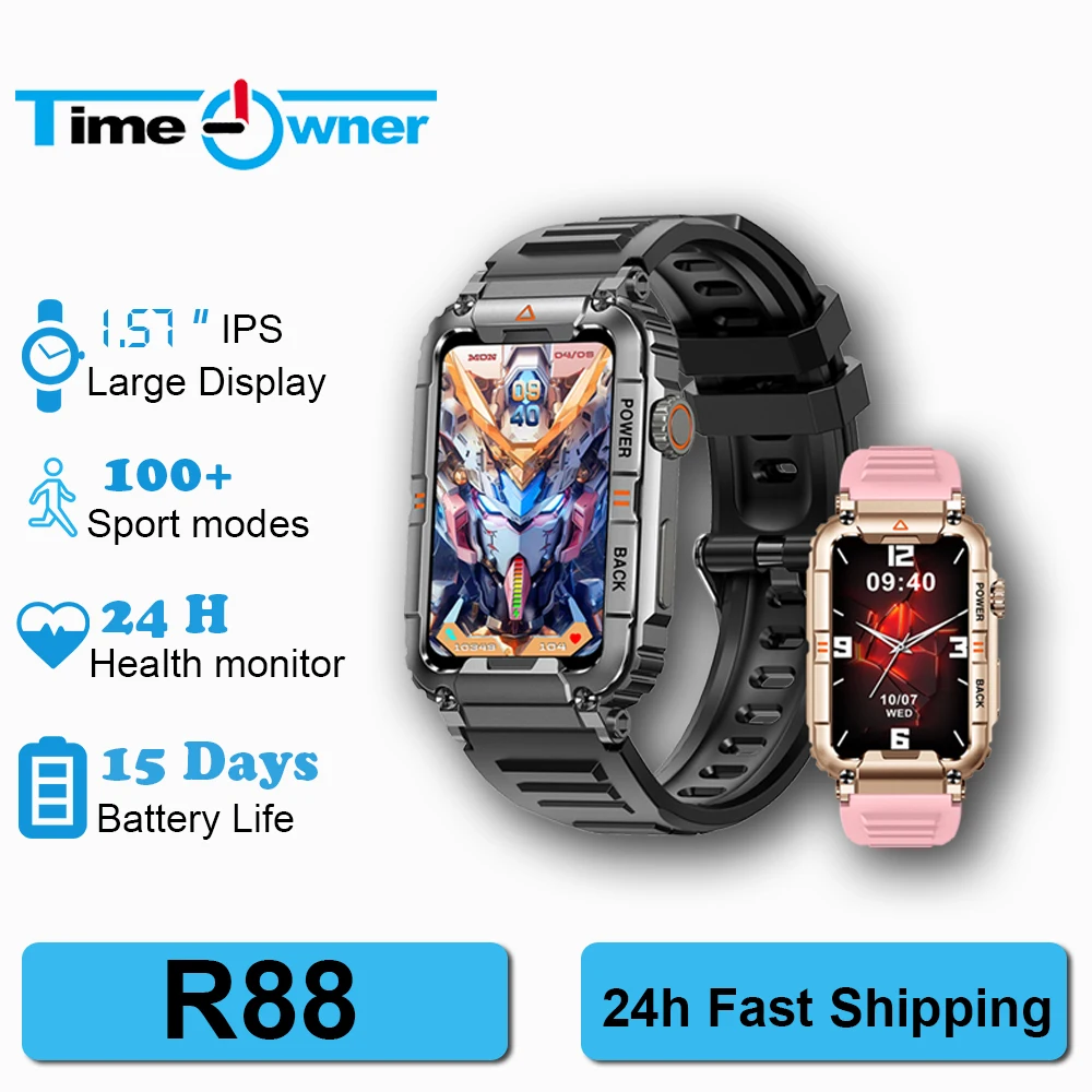 Time Owner Smartwatch 1.57 High Definition Display Screen AI Voice Bluetooth Connect to Android and IOS System KR88 Smart Watch