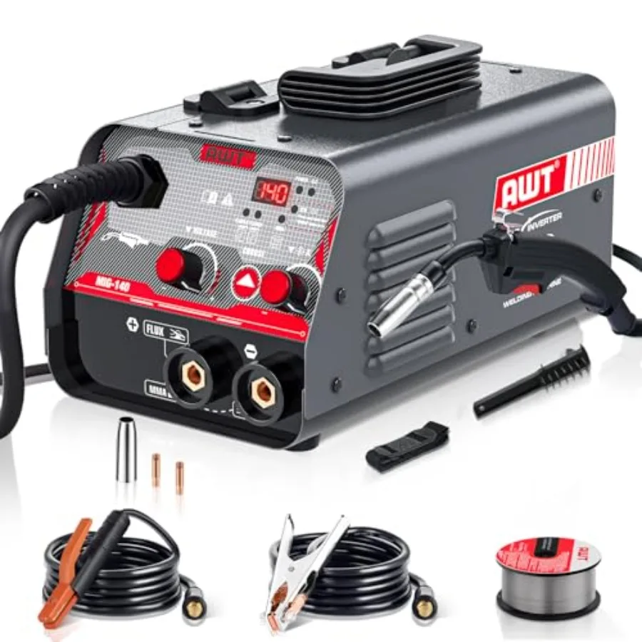 

AWT MIG Welder 140Amp Flux Core MIG Welder/Stick 2 in 1 Welding Machine Welder Machine 110V With Synergy IGBT Inverter Portable