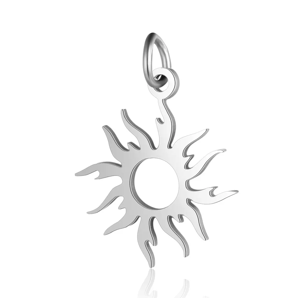 Pandahall 5Pcs Stainless Steel Solar Eclipse Pendants Laser Cut Sun Charms For Necklace Earrings Bracelet Jewelry Making Finding