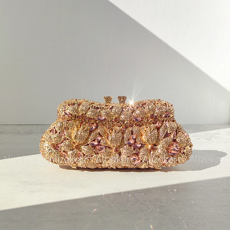 Alizekerr Multicolour Diamond Evening Clutch Bags Women 2025 Classy Boutique Rhinestone Flower Purses And Handbags Wedding Party