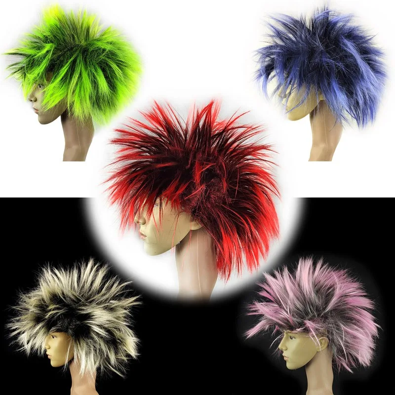 Funny Explosion Head Wig Hedgehog Head Beggar Cosplay Wig Multiple Colors Halloween Headwear Set Performance Colorful Hairstyles