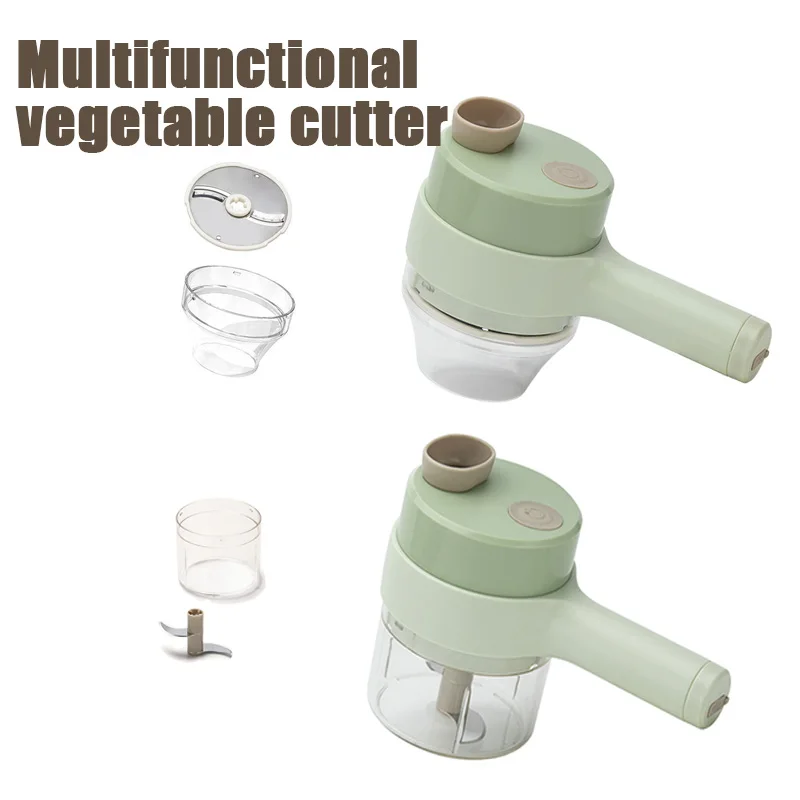 Household Portable Electric Gatling Chopper Multifunction Pepper Garlic Vegetable Fruit Meat Mud Mash Press Slicer Accessories