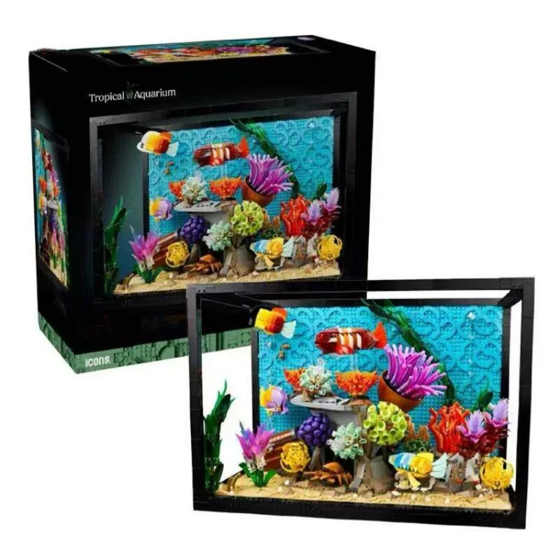 

10366 Children Educational Toy Building blocks Tropical Aquarium Fish Tank Model Ocean Animal 4154Pcs Assemble Holiday Gift boy