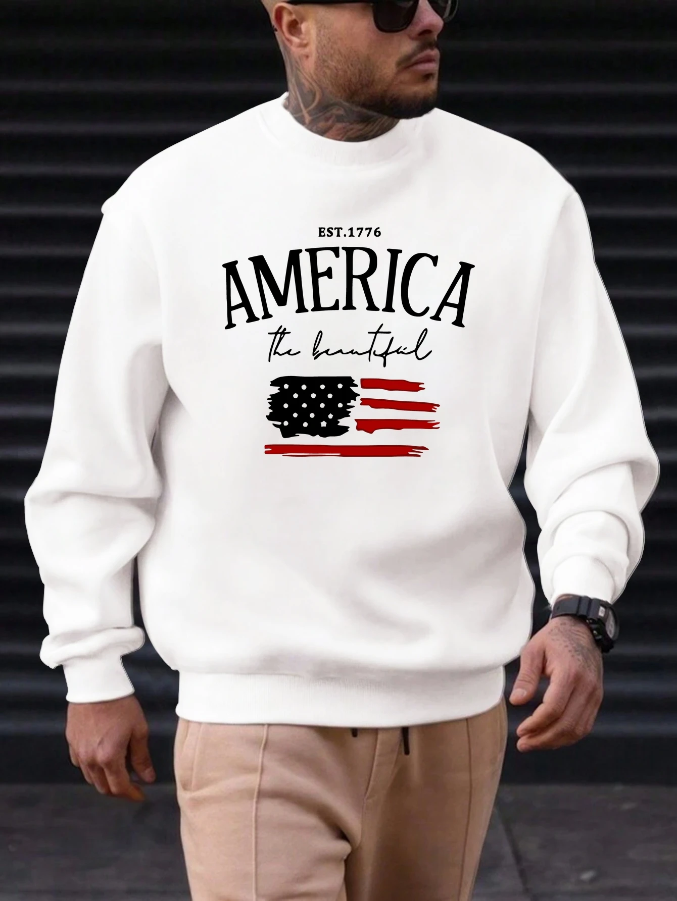 

Men's Cotton Crewneck Sweatshirt AMERICA Graphic Print 2025 New Trending Fashion Casual High Quality Top Clothing