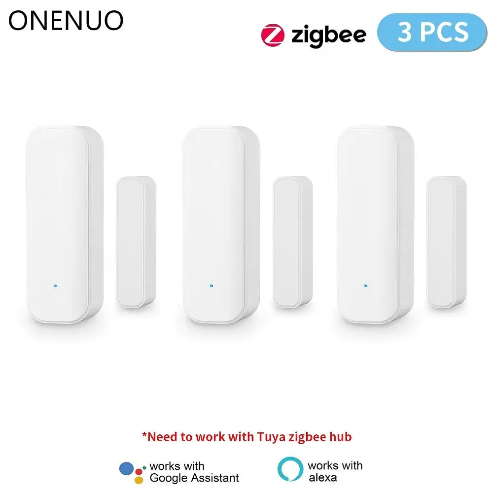 

1-3PCS Tuya Zigbee Door Window Sensor Battery Powered Smart Life Security Alarm System Voice Control Via Alexa Google Home Smart