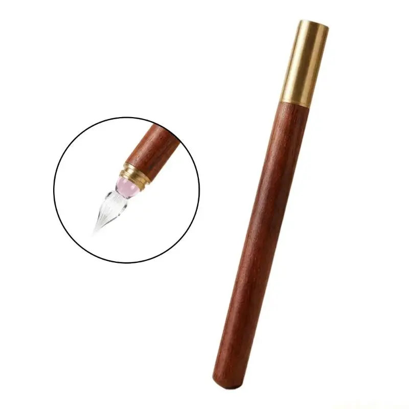 Natural Crafted Glass Nip Dip Pen for Delicate Drawing Sketching Creative Writing with Ergonomic Handle Design