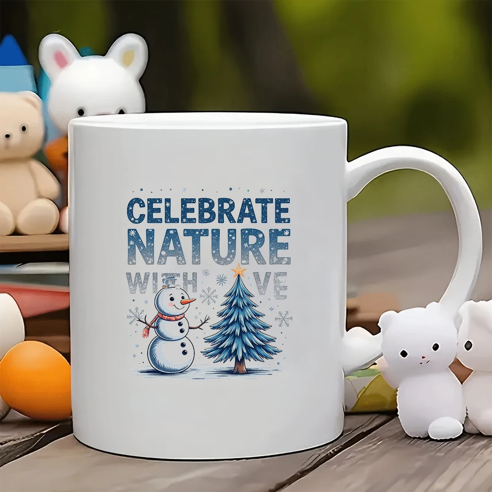 

11oz Mugs + Cartoon Snowman Christmas Theme + Christmas Gift - Kids Water Bottle Family Office Coffee Cup