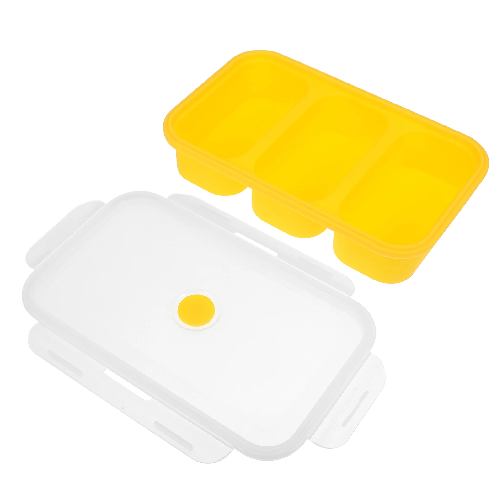 

3 Cells Yellow Silicone Ice Cube Tray Lid Freezer Mold Cocktails Whiskey Leak Proof Reusable Storage Container Ice Molds Kitchen