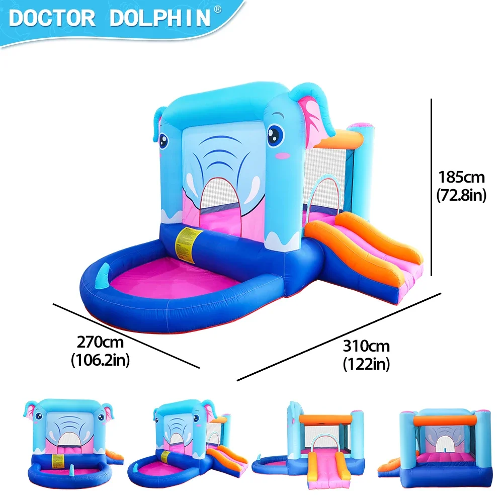 Best Price Colorful Elephant Jumping Castle With Slide And Ocean Ball Pool Bounce House Inflatable Bouncing Castle For Kids