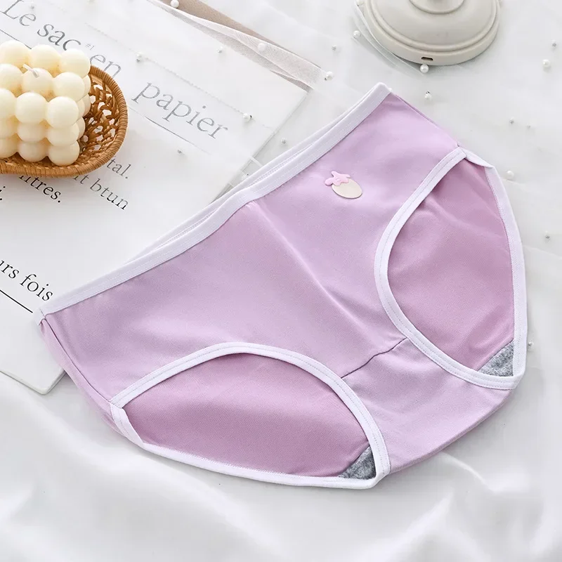 1PCS  Underwear Women Panties Lingerie Female Mid-Rise Breathable Comfort Briefs Sexy Solid Color Underpants