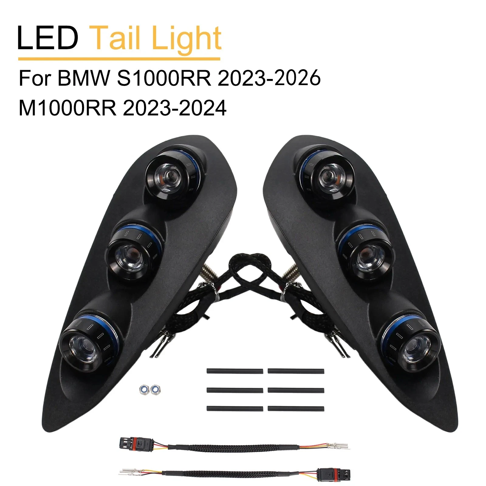 1 Pair Blue Motorcycle LED Integrated Tail Light Rear Turn Signals Indicators Flashers For BMW S1000RR 2023-2026 M1000RR 2023-24