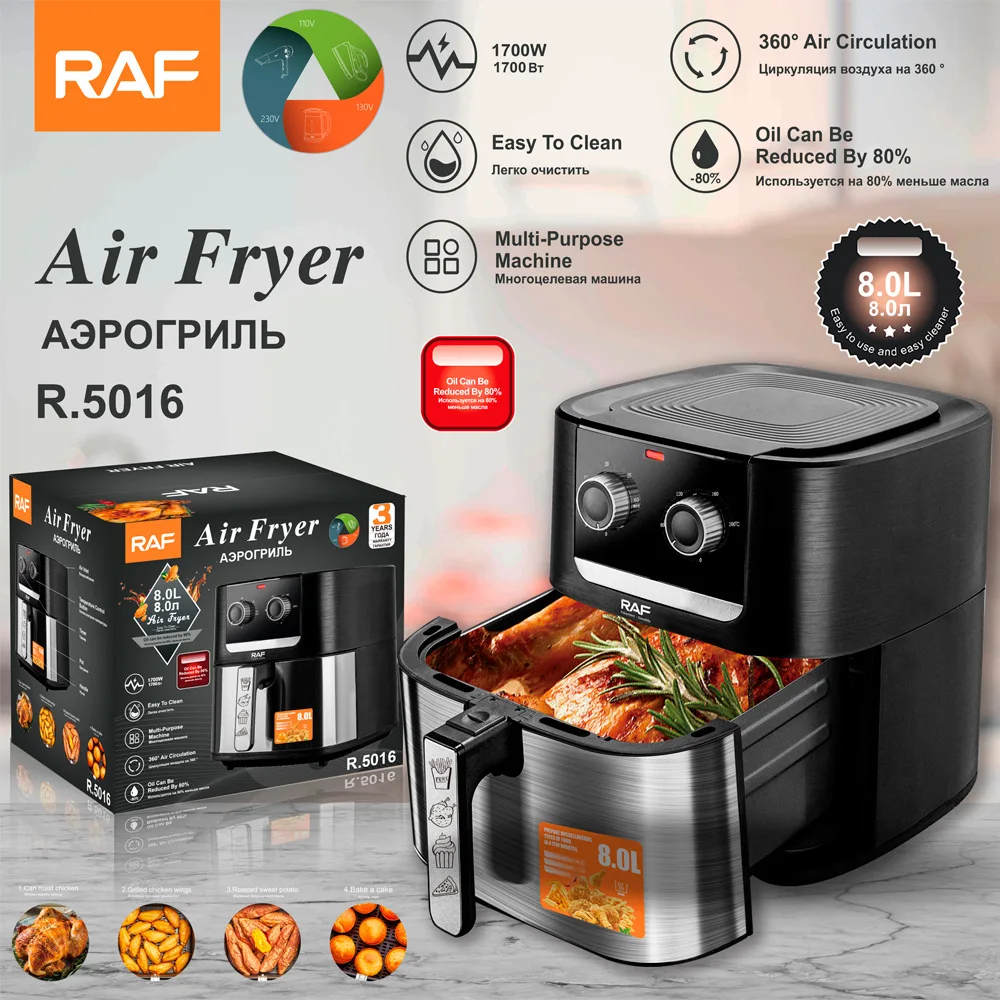 

RAF European cross-border air fryer 8L capacity household button oil-free fryer smokeless electric baking pan electric baking