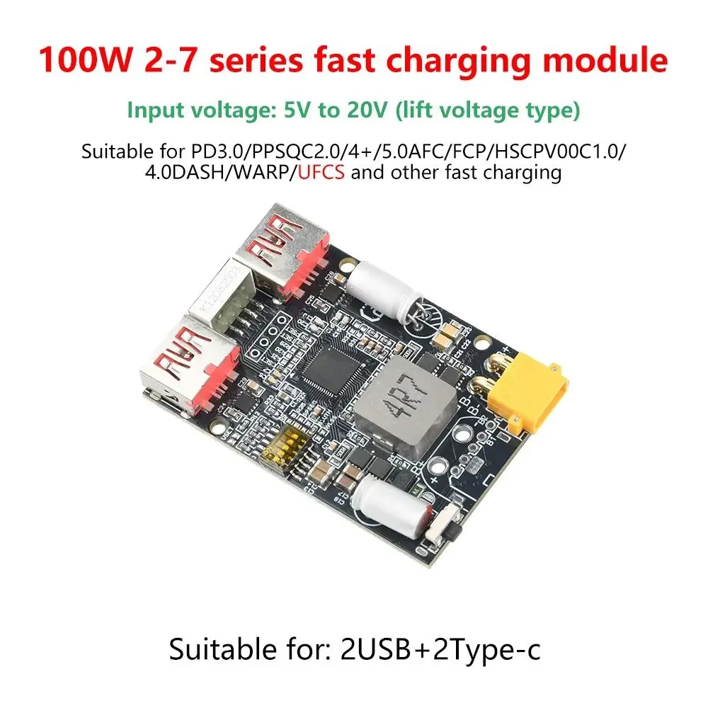 100W Fast Charging Charging Module Dual USB Type-C Port Fast Charging Module XT30 Connector XT60 Connector