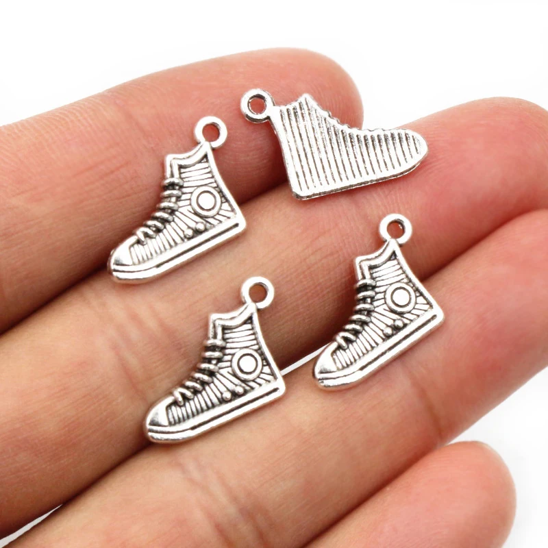 50pcs 12x17mm Antique Silver Plated Shoes Charms Pendant Cute DIY Jewelry Making Accessories Findings For Necklace Bracelet