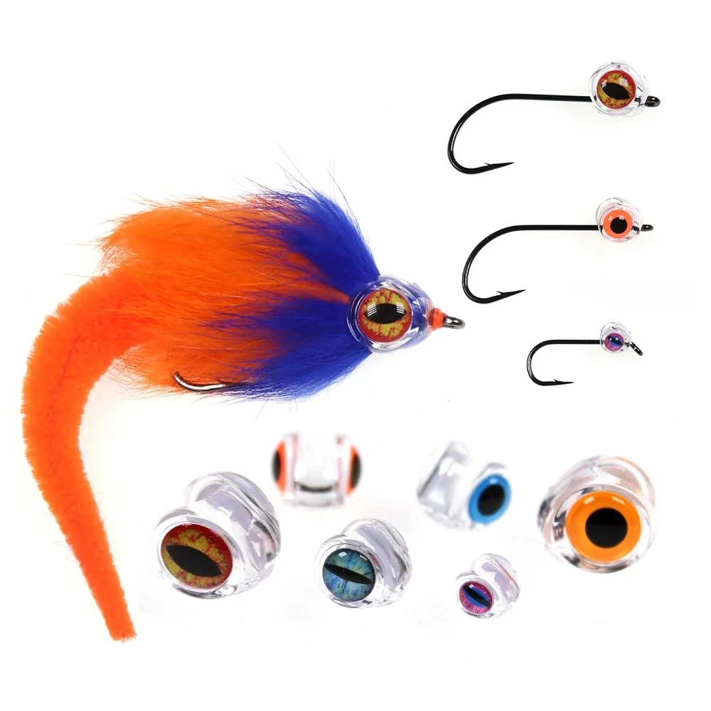 10/20PCS Fly Tying Fish Mask / 3D Eyes Suspend Streamer Reptile Dragon Eyes Pike Bass Trout Saltwater Fly Tying Material