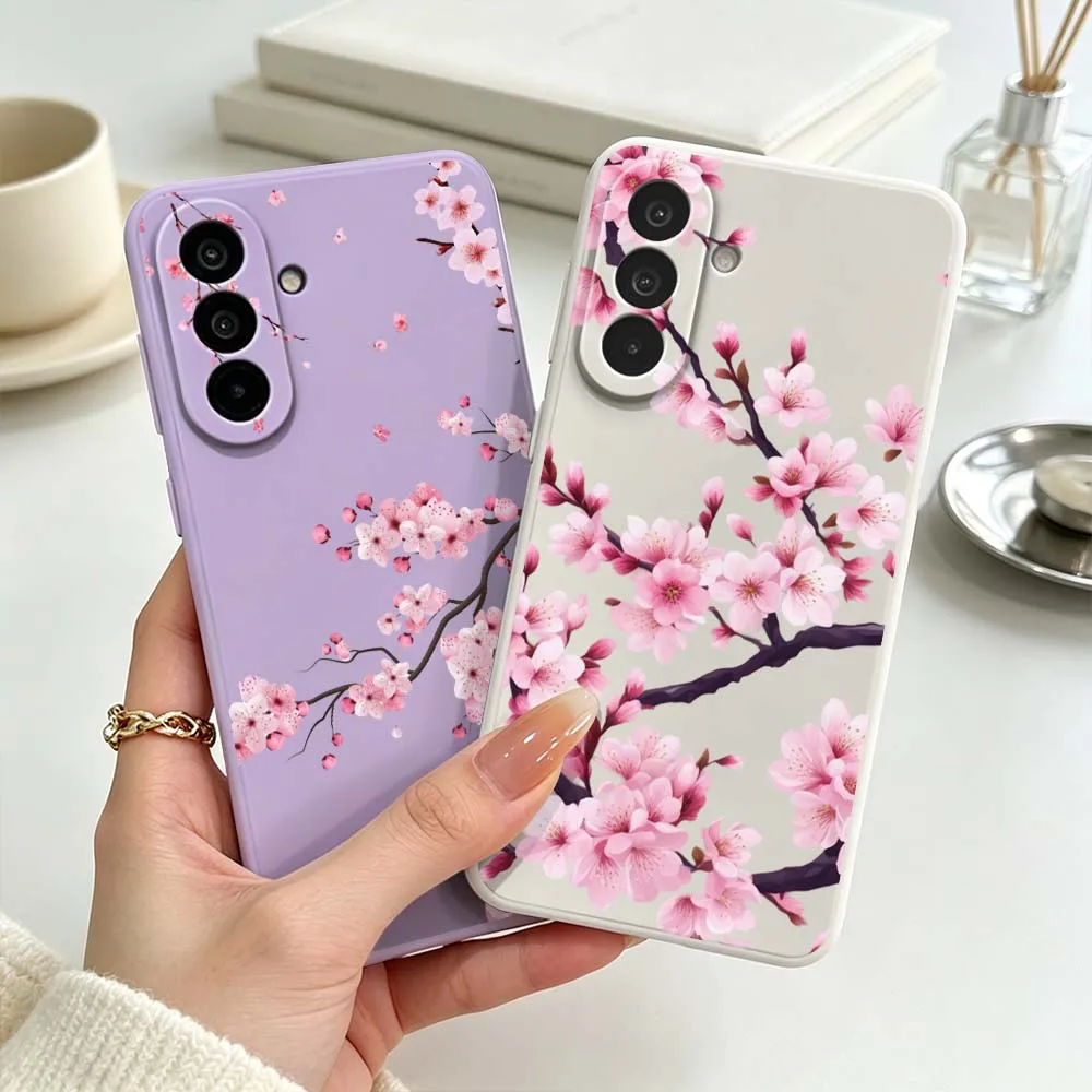 Pink Cherry Blossom Print For Samsung Galaxy A71 A56 A55 A54 A53 A51 A17 A16 A07 A06 Soft Silicone Liquid Phone Case Cover