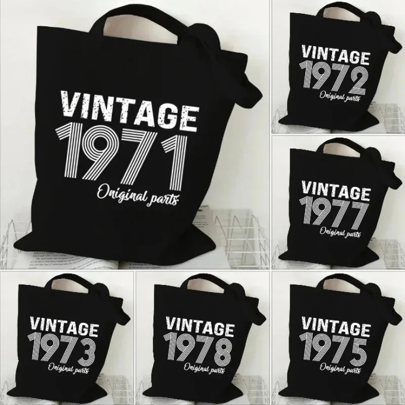 

Vintage 1974 Pattern Tote Bag for Women 1970~1979 Womens Canvas Bag Reusable Crossbody Bags Reusable Foldable Storage Tote Bag