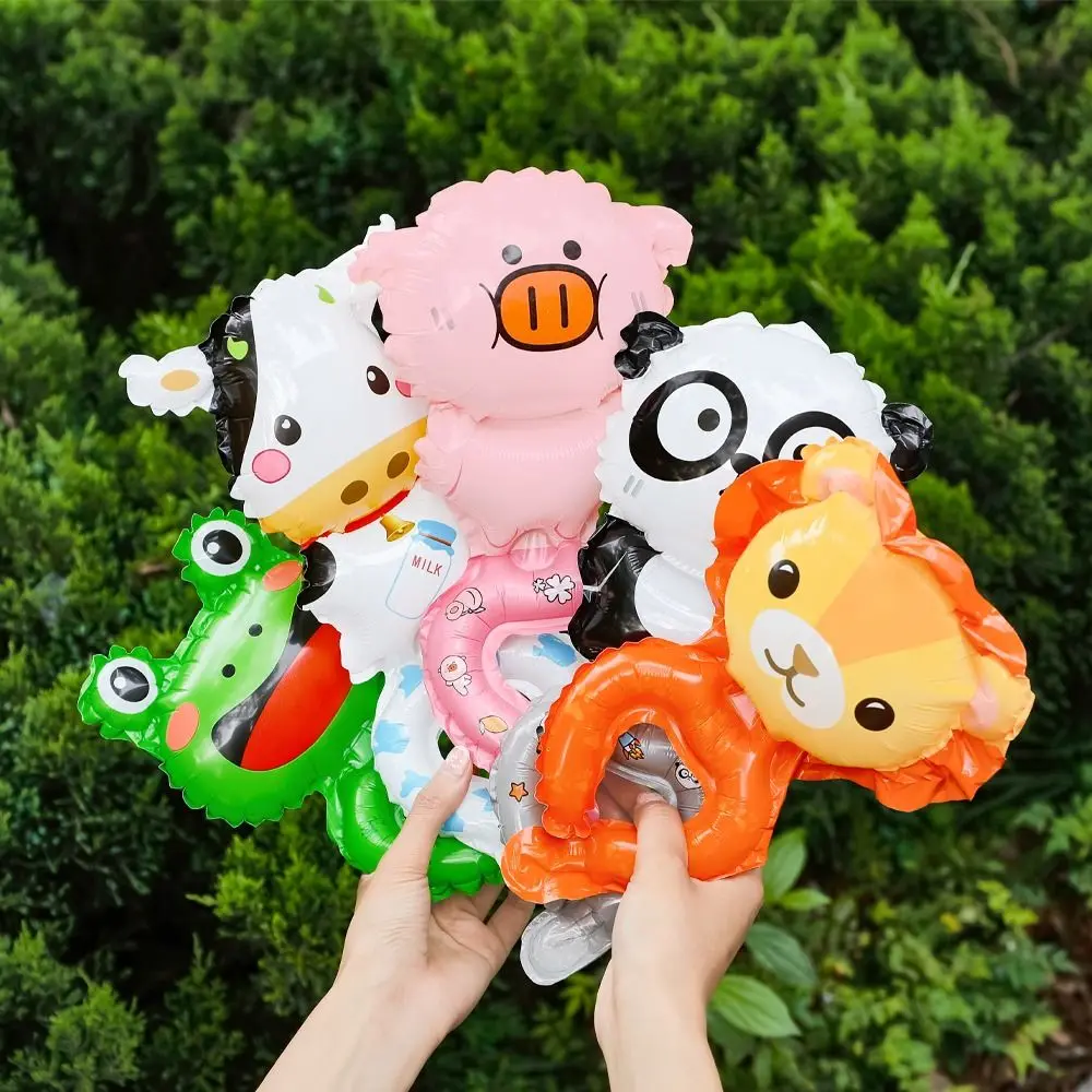 Divertido Koala dibujos animados Animal globo de mano cerdo oveja inflable mano usando oso creativo Panda muñeca decoración juguete de jardín de infantes