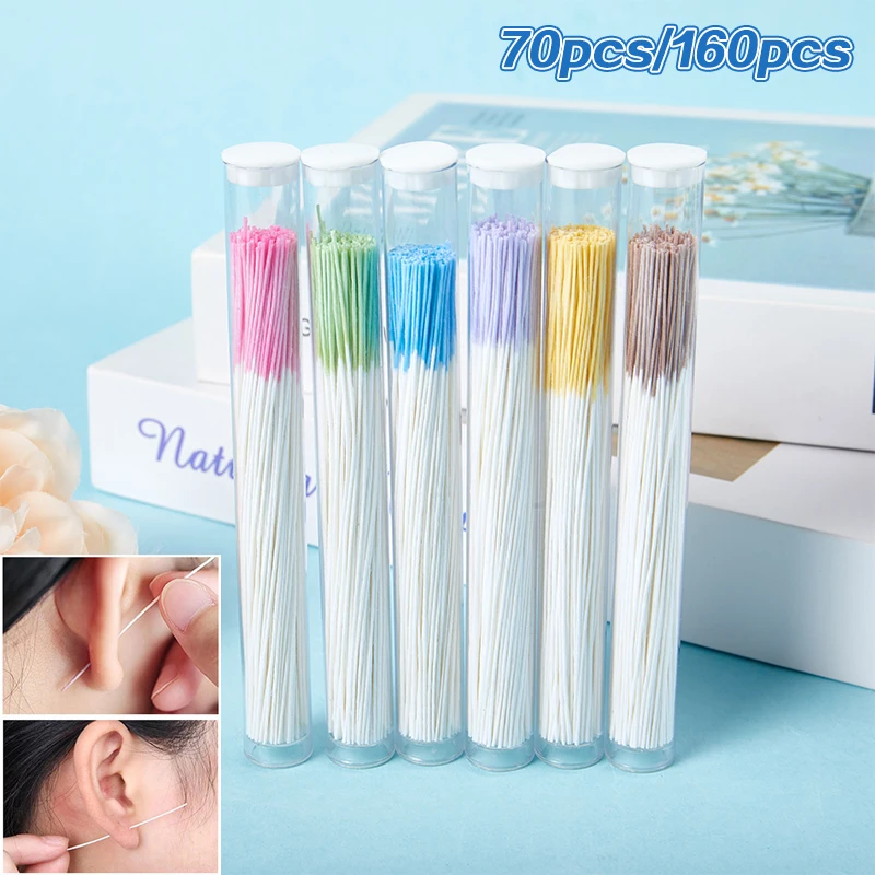 

70/160Pcs Pierced Ear Cleaning Set Disposable Earrings Hole Cleaner Herb Solution Paper Floss Ear Hole Aftercare Tools Kit