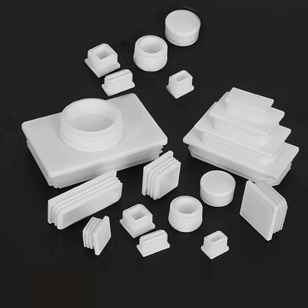 White PP Plastic Table Chair Foot Covers 15*15-100*100mm Square Pipe Plugs Protective Cover Furniture Thickenes Leg Pads