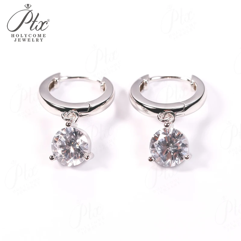 

Earrings Round Shape Moissanite D Color VVS1 Clarity 925 Silver Valentine's Day Gifts Pass Diamond Teste Jewelry for Woman Charm
