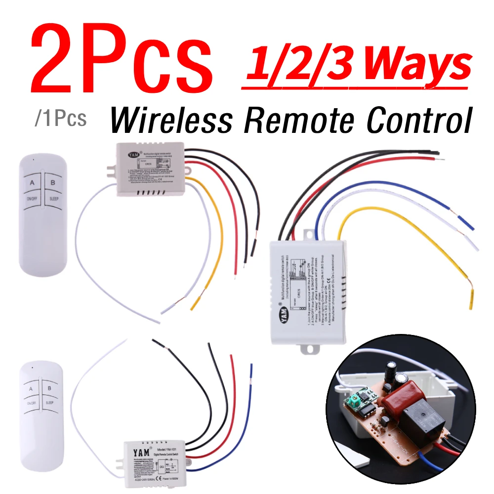 1/2Pcs 1/2/3 Ways Receiver Transmitter ON/OFF 220V Light Lamp Gadgets Wall Remote Control Switchs Lamp for LED Ceiling Lights
