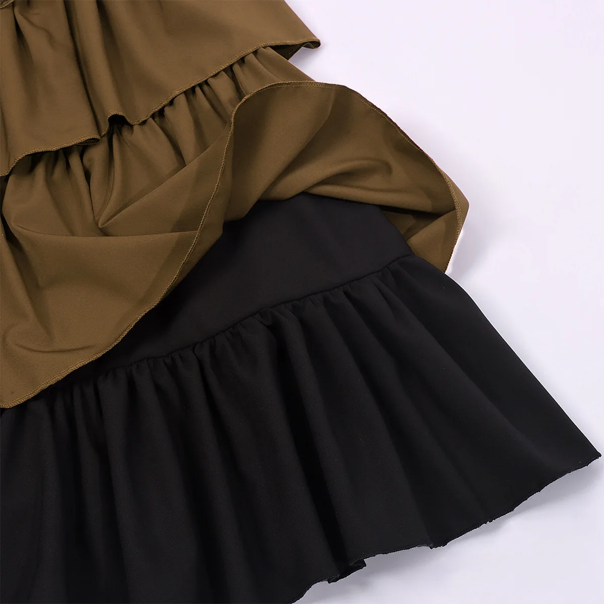 Womens Gothic Steampunk Ruffle Trim Gothic Skirt Front Lace-up Tiered Corset Ball Gown Vintage Medieval Pirate Costume Skirts