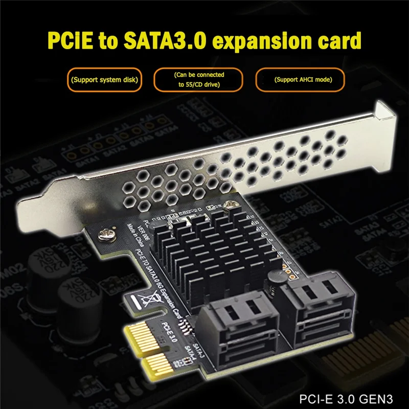 

Asm1064 Chip 4 Port SATA III SSD Adapter Card Pcie Expansion Card 6Gbps Hard Disk Drive To PCI-E 1X Controller
