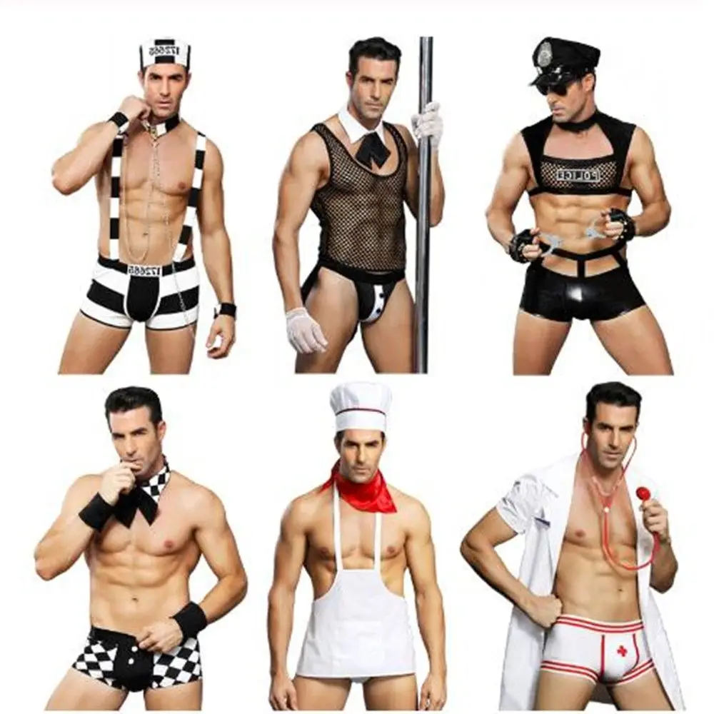 Sexy Police Costume Latex Mesh Sexy Lingerie Hot Erotic Cop Uniform Police Role Play Sex Clothes For Adult Men policeman costume