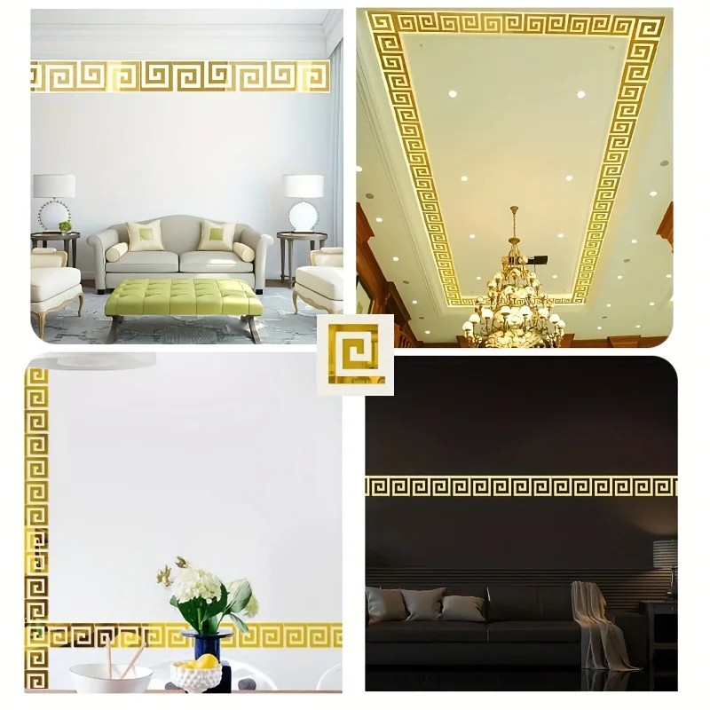 20 Self Adhesive Waist Line Mirror Sticker Wall,Stickers for Ceiling Edge Strip Corner Line Wall Decor,Multi-Surface Installatio