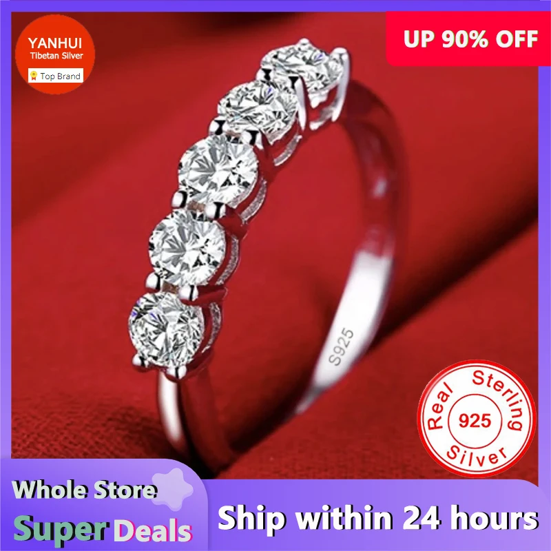 With Credentials Original 925 Sterling Silver Rings Wedding Band for Women Sparkling CZ Diamant Rings Accessories Fine Jewelry