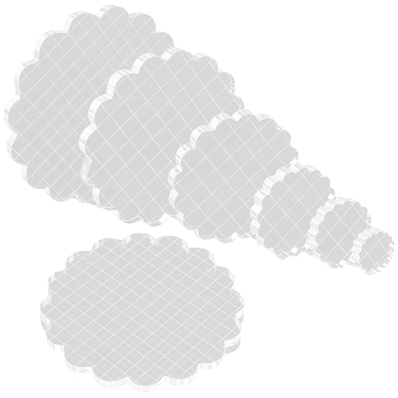 

B49B-7 Pieces Acrylic Stamp Blocks Set Clear Stamping Blocks Tools With Grid And Grip, Decorative Stamp Blocks For Kids