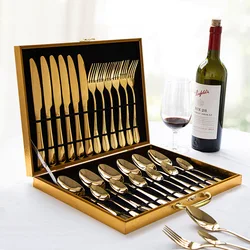 24 pcs Stainless Steel Knife Forks Spoons Cutlery Set Kitchen Silverware Household Cutlery Set Tableware Sets dinnerware set