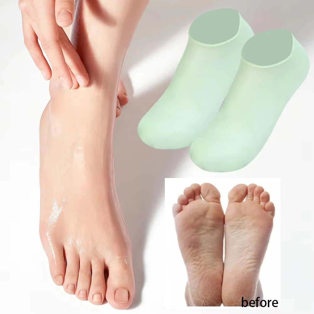 Breathable Foot Socks Silicone Protective Moisturizing Gel Socks for Dry Cracked Soft Feet Spa Massage Foot Care Socks Tools