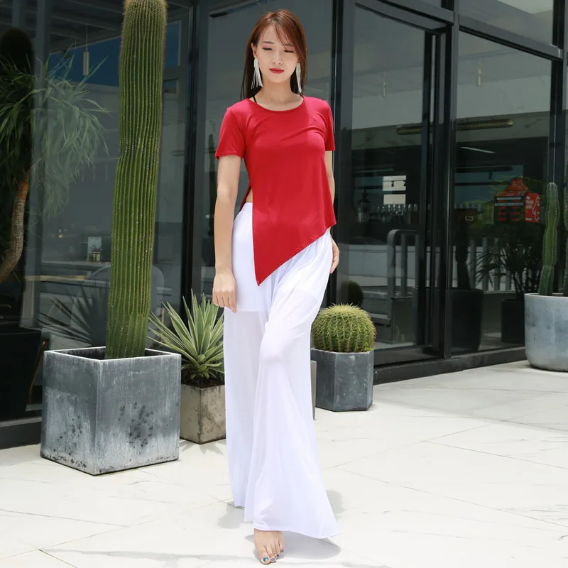 Moderne zomerdans T-shirt voor dames Top Korte mouwen Volwassen klassieke danspraktijkkleding Yoga Modern dansen
