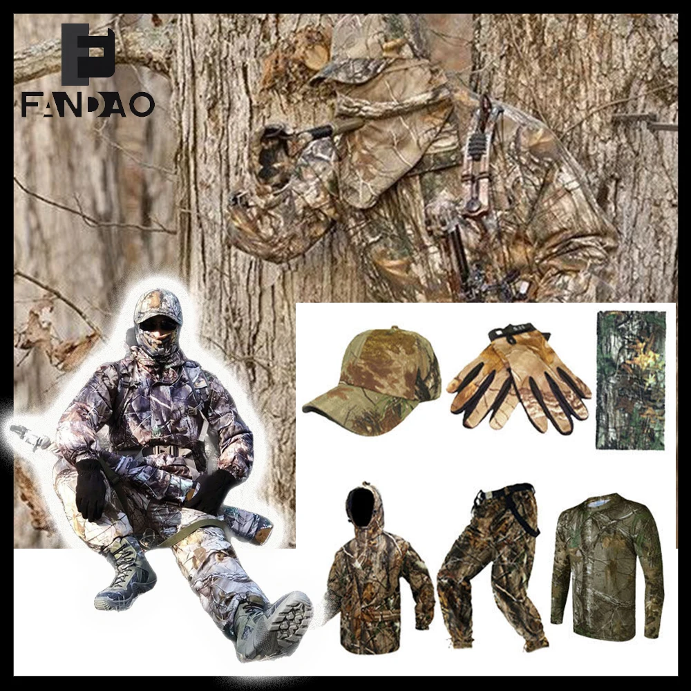 

Tactical Camo Hunting Outfit Set Waterproof Silent Cold-Proof Warm Clothing Breathable Long Sleeve Jungle Suit for Birdwatching