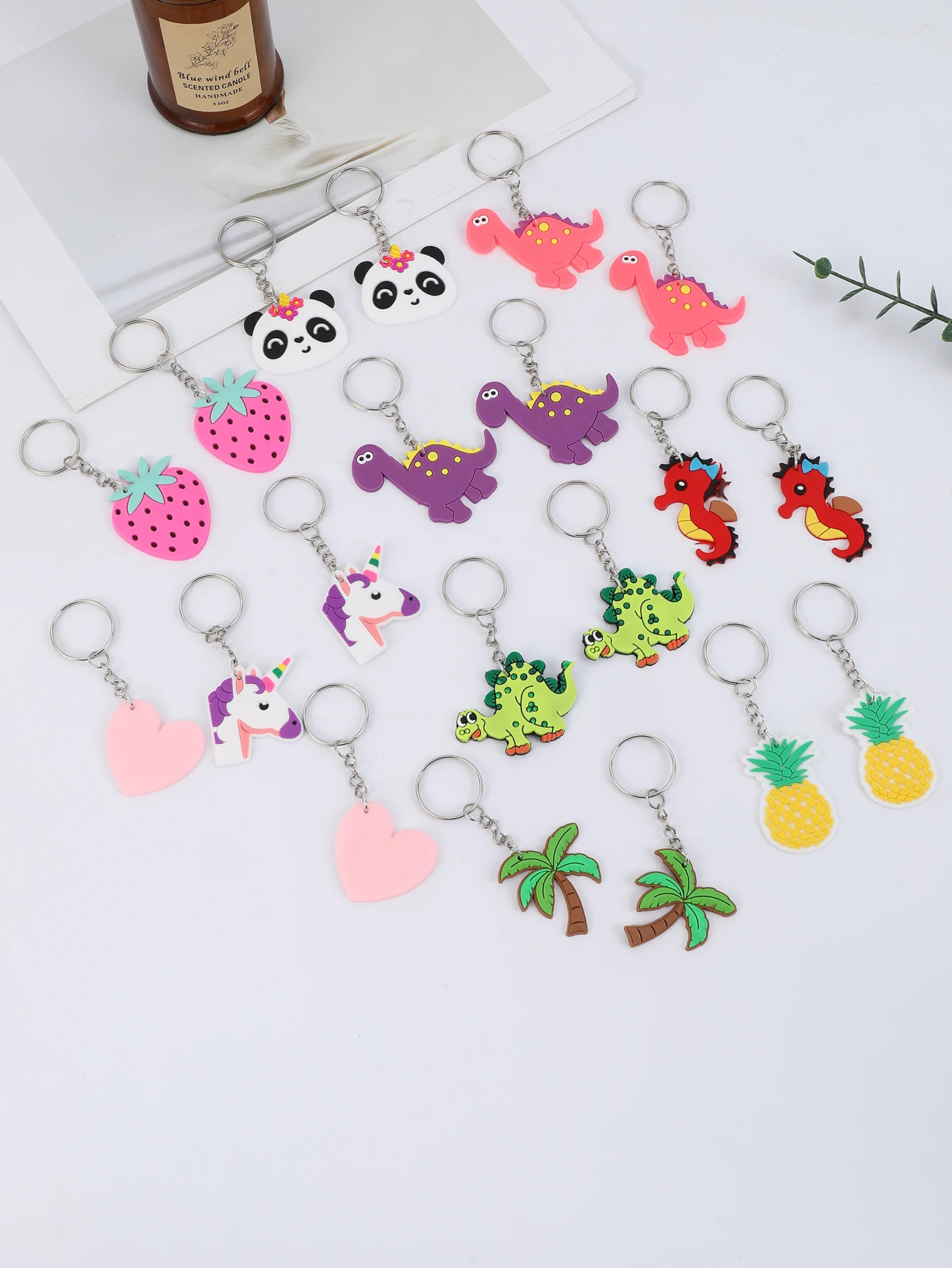 20PCS PVC Cartoon Dinosaurier Wassermelone Herz Schlüsselbund Schlüssel Ring Party Gefälligkeiten Urlaub Liefert Zurück zu Schule Geschenke – Detail 1