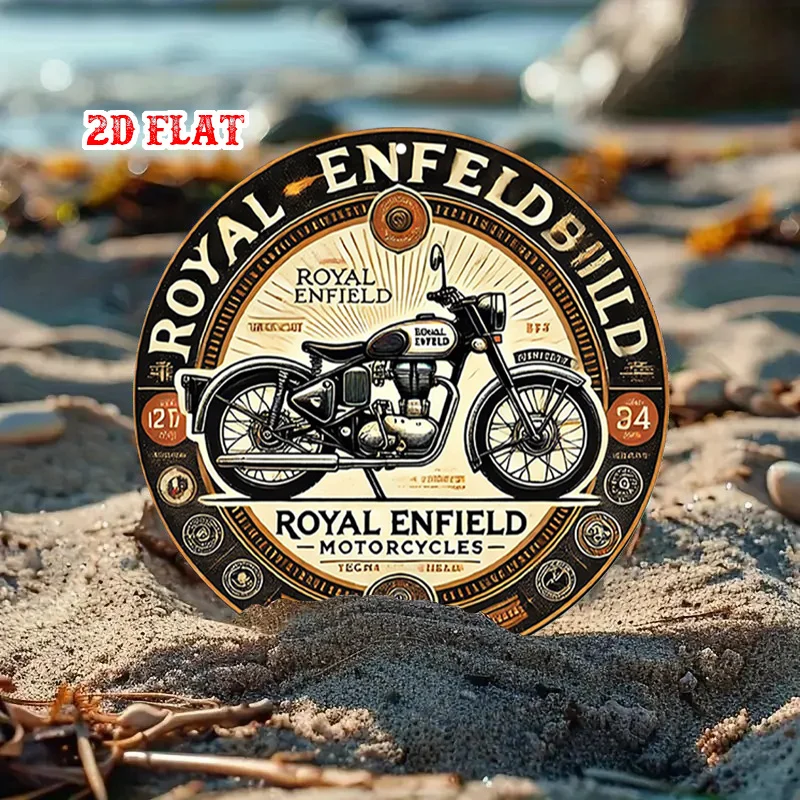 2D flach 1 Stück Royal Enfield Vintage Fahrrad kreisförmiges Holzlogo – Motorradkunst Holzwanddekoration, Zuhause, Garagendekoration – Detail 4