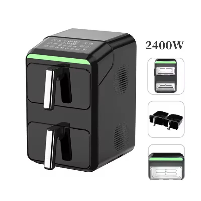 

2026 New Model Multi-functional2025 New Design 9L Double Stack Air Fryer with 2 Independent Frying Baskets Dual Zone air Fryer D