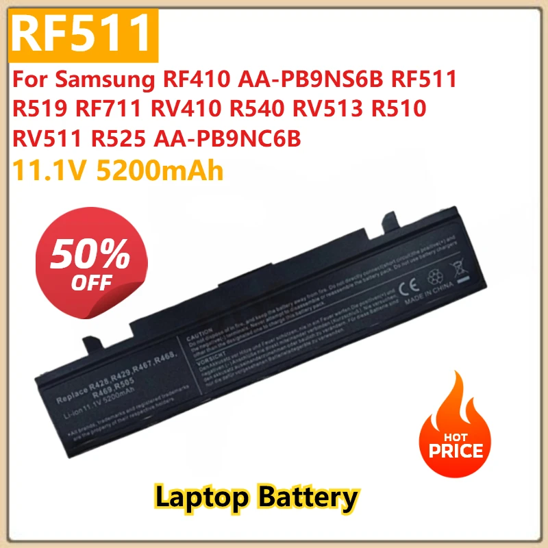 

Для Samsung RF410 AA-PB9NS6B RF511 R519 RF711 RV410 R540 RV513 R510 RV511 R525 AA-PB9NC6B Аккумулятор для ноутбука 11,1 В 5200 мАч