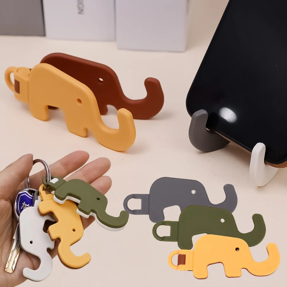 Foldable Cell Phone Holder Elephant Desktop Mobile Phone Tablet Stand Mount Keychain Pendant Portable Mini Kickstand Holders