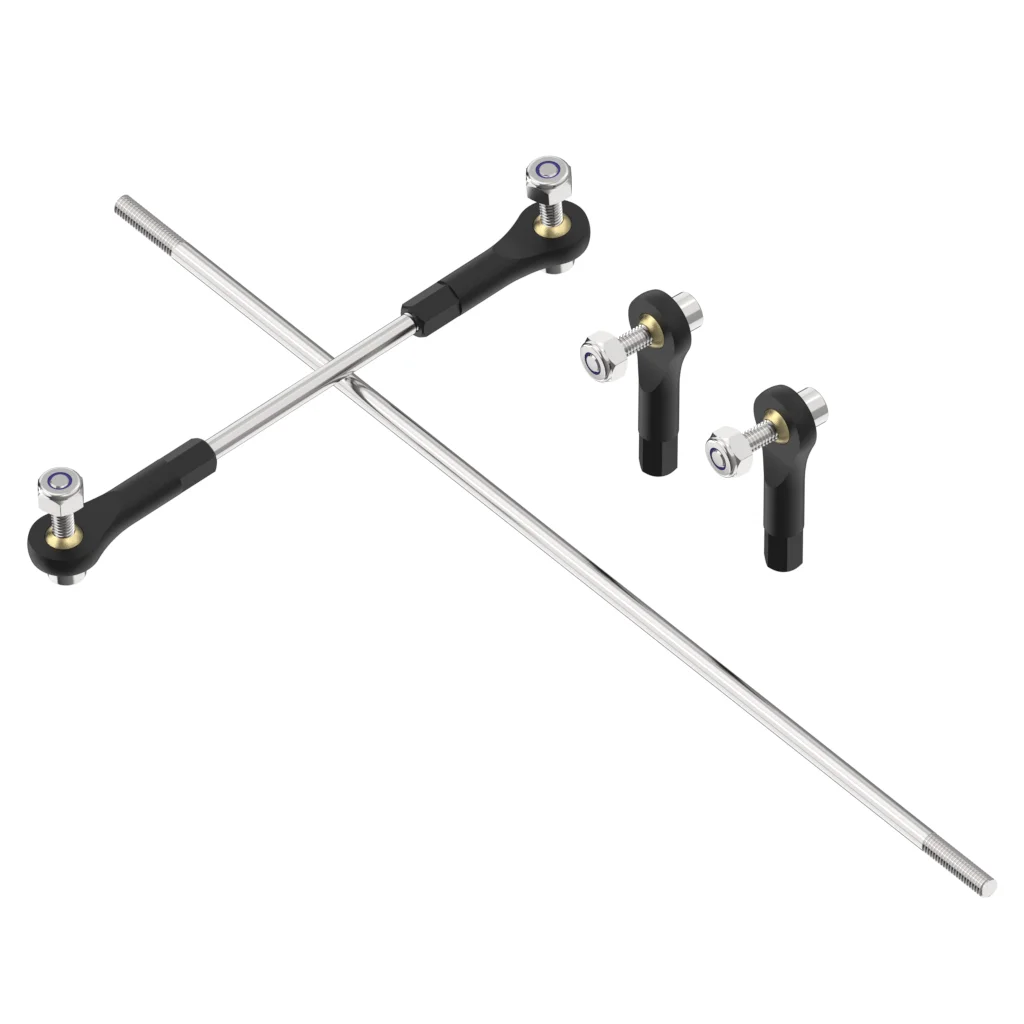 مشبك رأس كروي بلاستيكي M2.5 + قضيب ربط معدني L25-300mm مع صامولة لولبية - مجموعة قضيب ربط كروي قابل للتعديل لنماذج RC