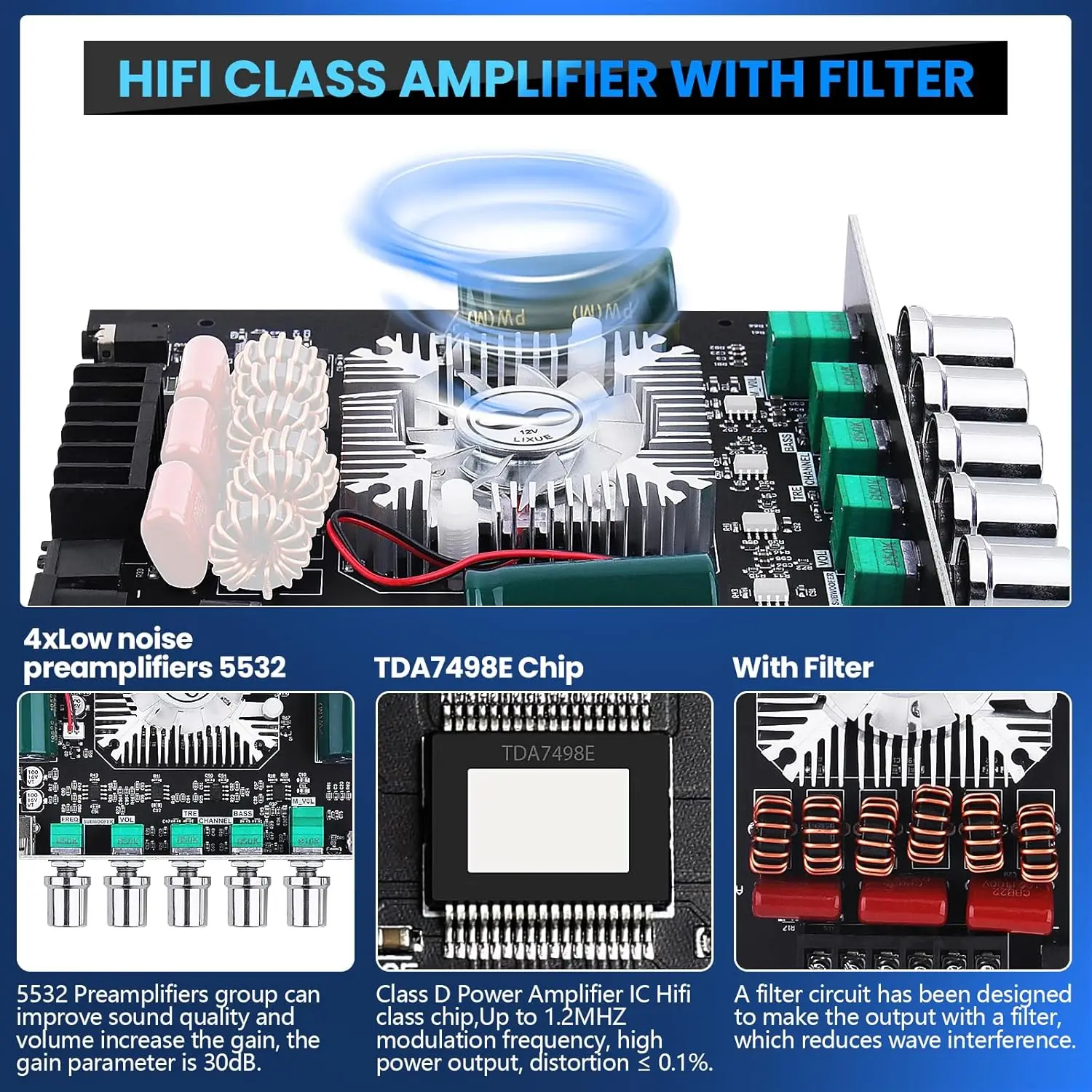 ZK-HT21 مضخم الطاقة الرقمي لوحة تركيبية DC15-36V TDA7498E ستيريو مكبر كهربائي وحدة AUX/USB المدخلات بلوتوث متوافق